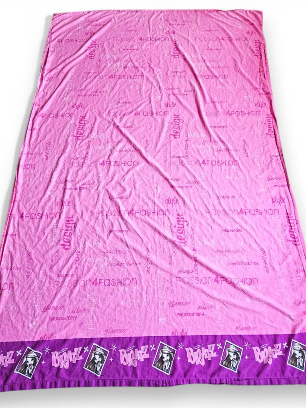 Franco MGA Bratz Twin Top Flat Sheet Pink Purple Passion for Fashion Y2K